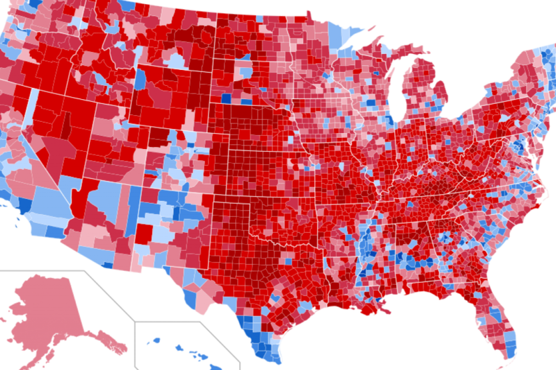 United states presidential election results by county 2016